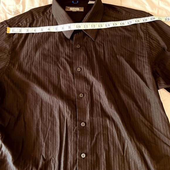 Kenneth Cole reaction black long sleeve shirt 17.5 34/35 slim fit - Picture 3 of 7